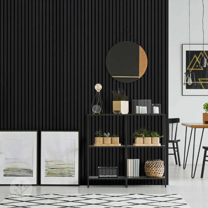 WVH® Acoustic Slat Colour Wall Panels 240cm x 64cm Black Colour Acoustic Slat Wall Panels