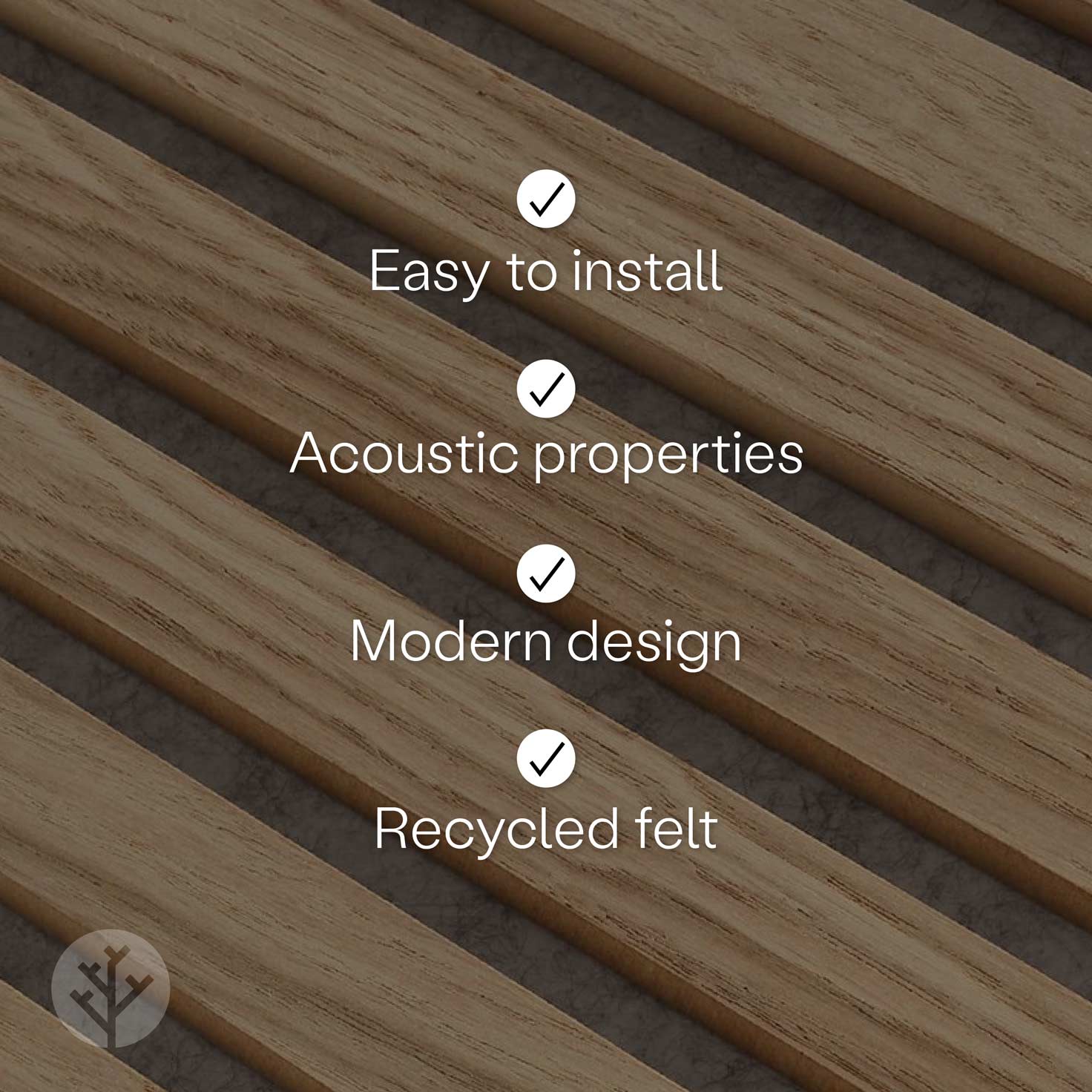 WVH® Acoustic Slat Wood Wall Panels Natural Oak Grey Felt Acoustic Slat Wood Wall Panels