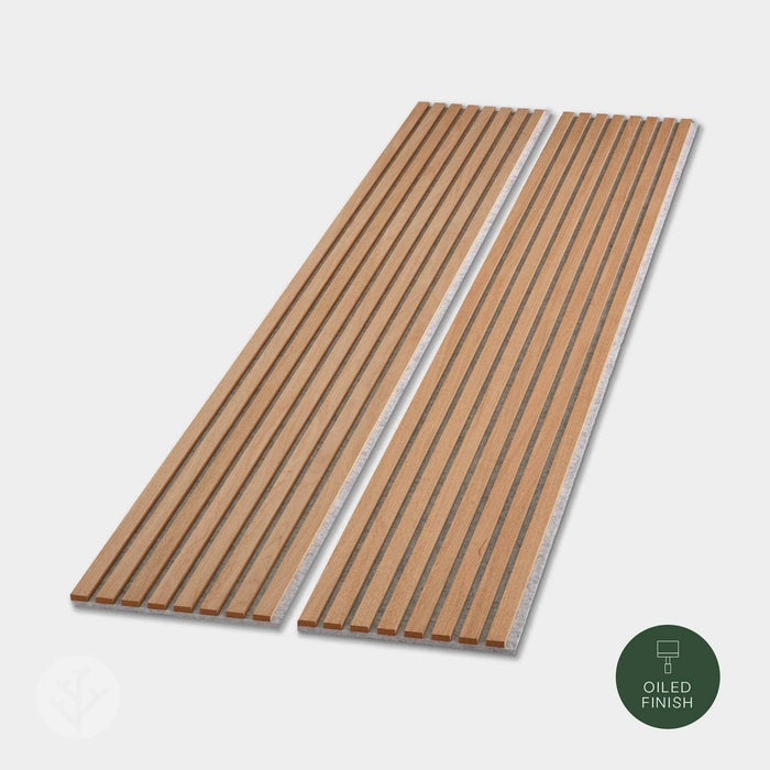 WVH® Acoustic Slat Wooden Wall Panels Natural Oak Grey Felt Acoustic Slat  Wall Panels side by side