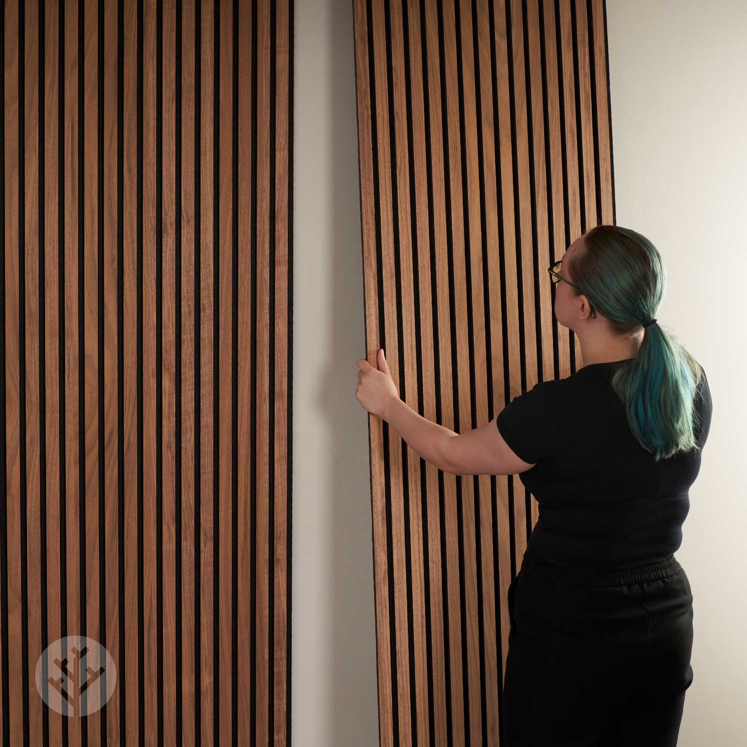 WVH® Acoustic Slat Wood Wall Panels Natural Walnut Acoustic Slat Wood Wall Panels